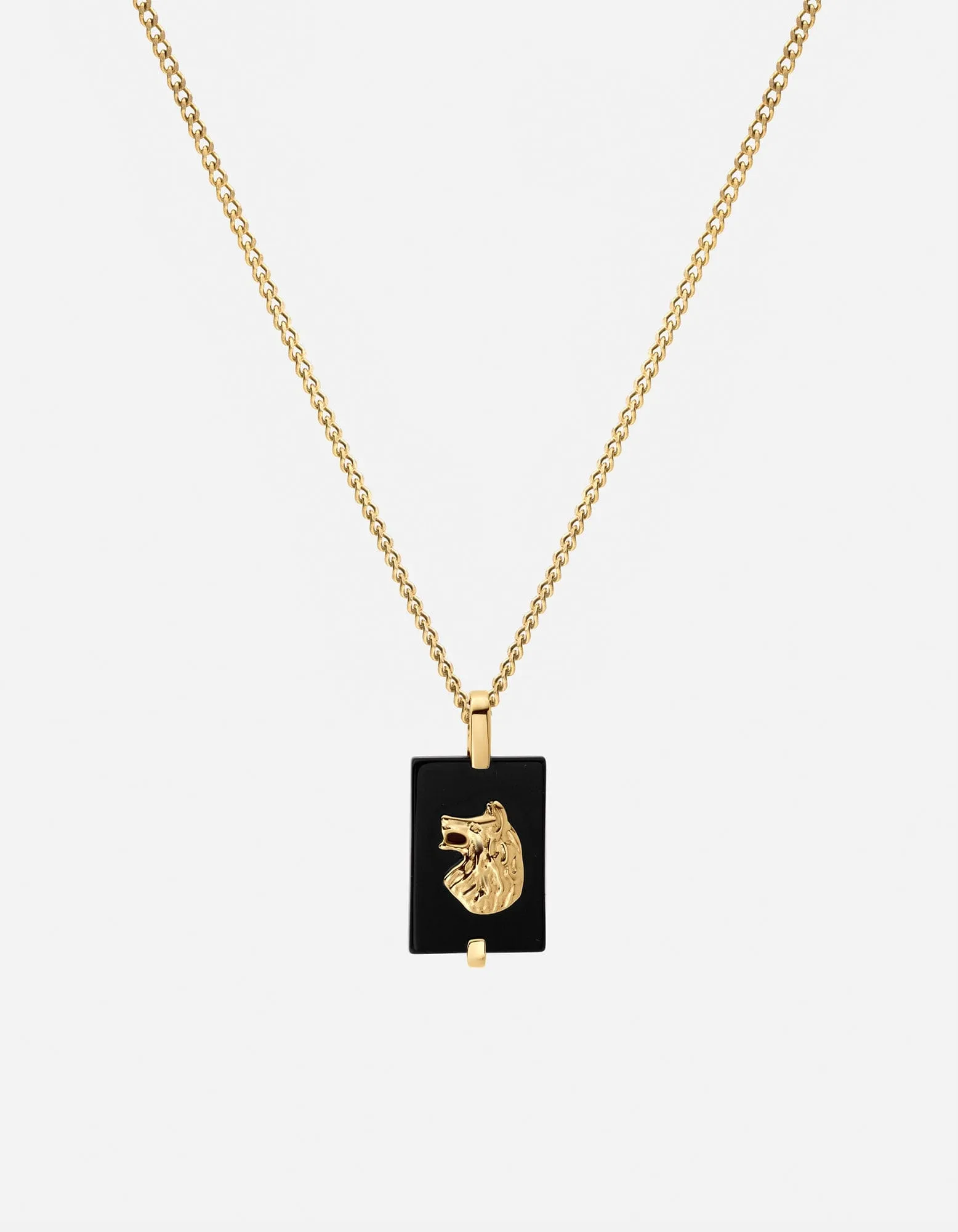 Wolf Onyx Necklace, Gold Vermeil