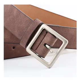 Women Leather Belts For Jeans Luxury Brand Designer Belts Female Square Metal Pin Buckle Belt