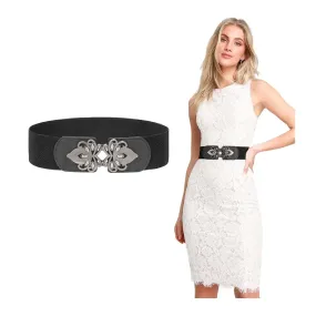 Women Vintage Wide Elastic Stretch Waist Belt Vintage Cinch Belt For Party Prom Banquet