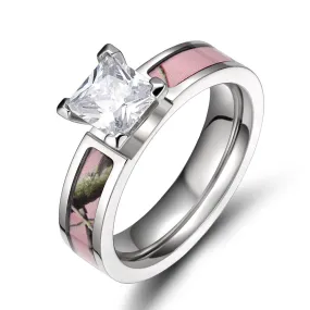 Women's Light Pink Tree Camo Wedding Band/Ring Engagement Ring