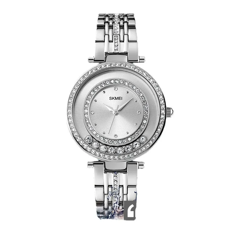 Women's Rotating Diamond Dial Waterproof Watch Trendy New Steel Belt Quartz Watch