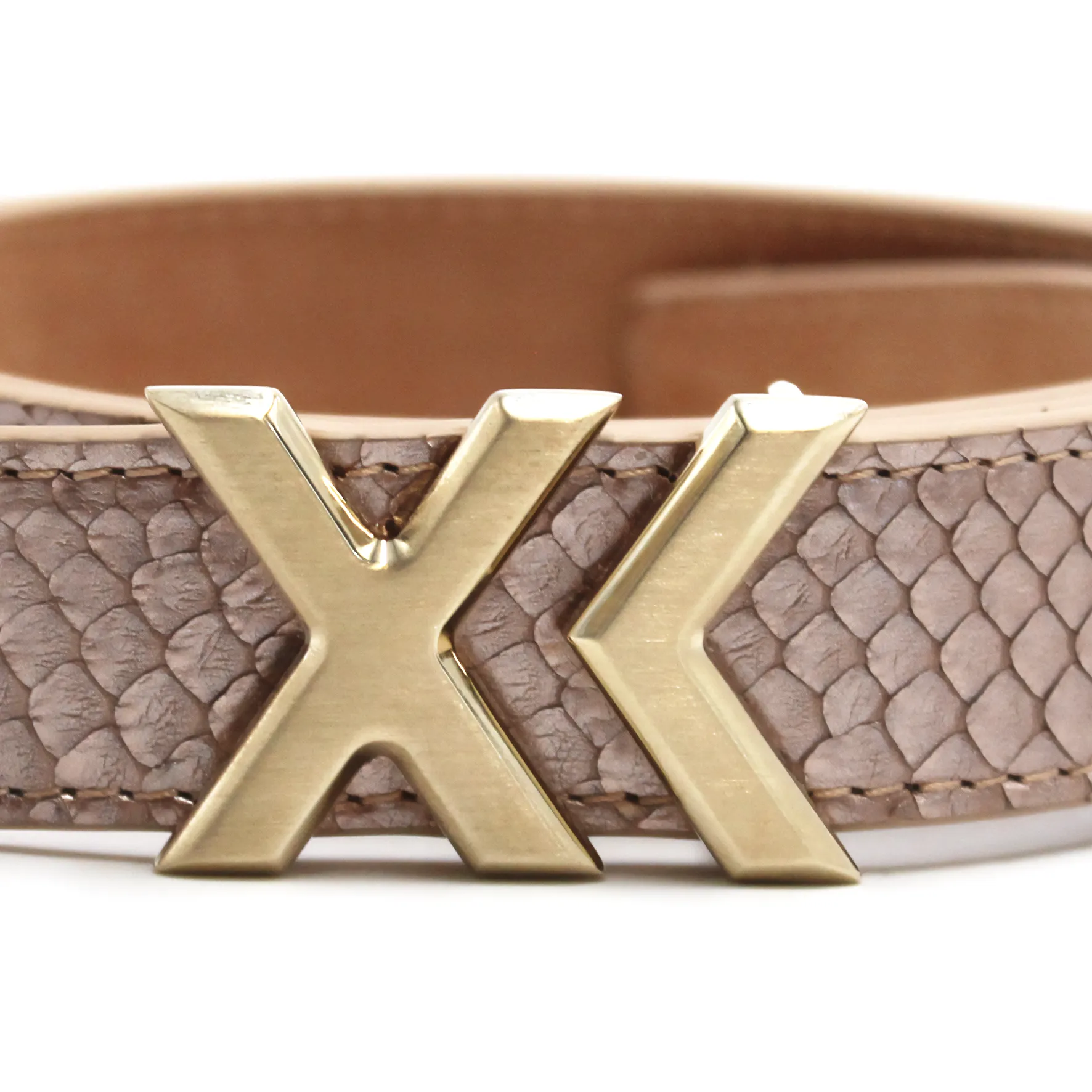 XK Mini Belt in Metallic Rose Gold Python 25mm