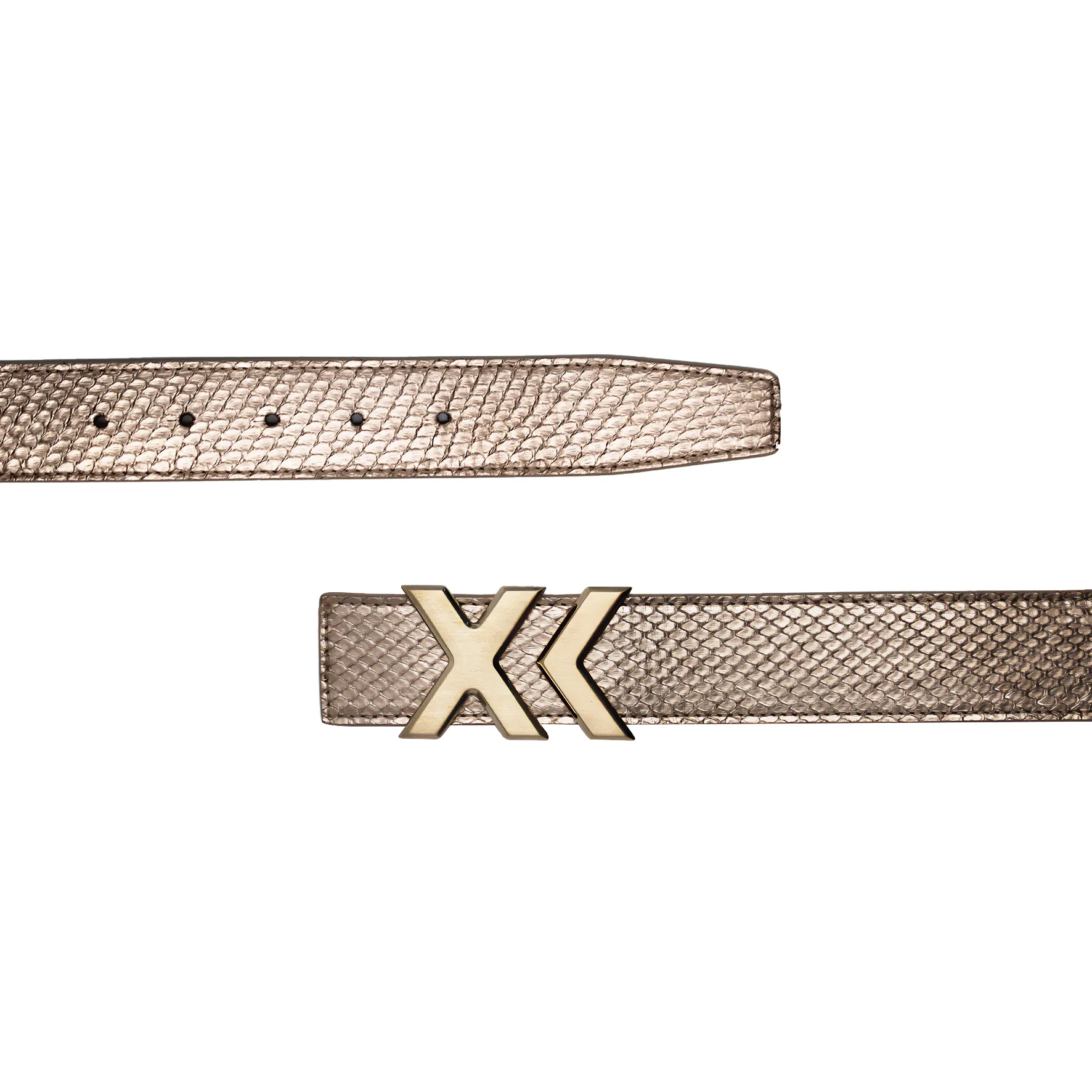 XK Mini Belt in Metallic Rose Gold Python 25mm