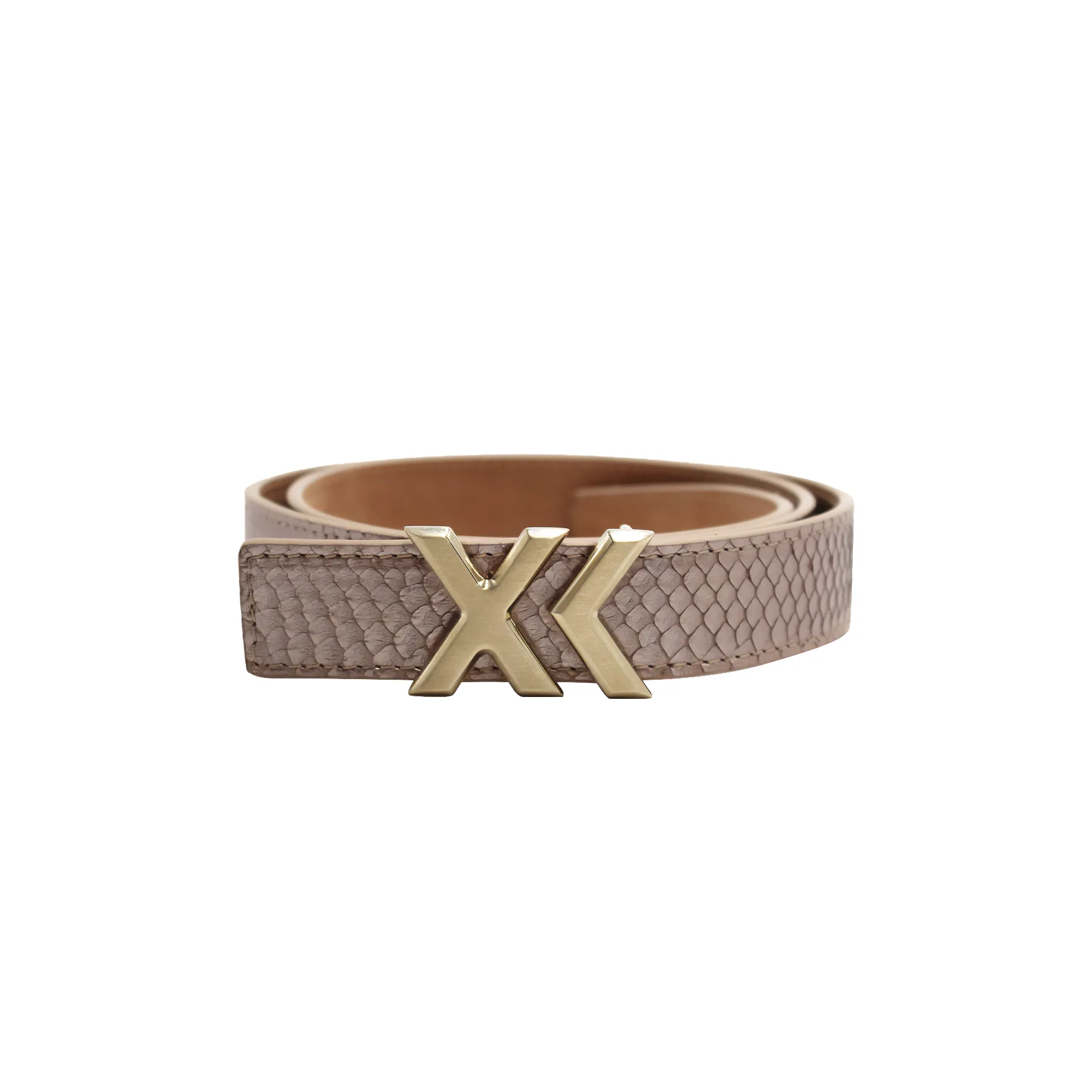 XK Mini Belt in Metallic Rose Gold Python 25mm