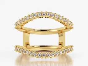 Yellow Gold College Diamond Ring Guard .50 ctw