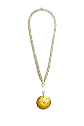 Yellow Sapphire Necklace w/ Gold Wheels & Beads