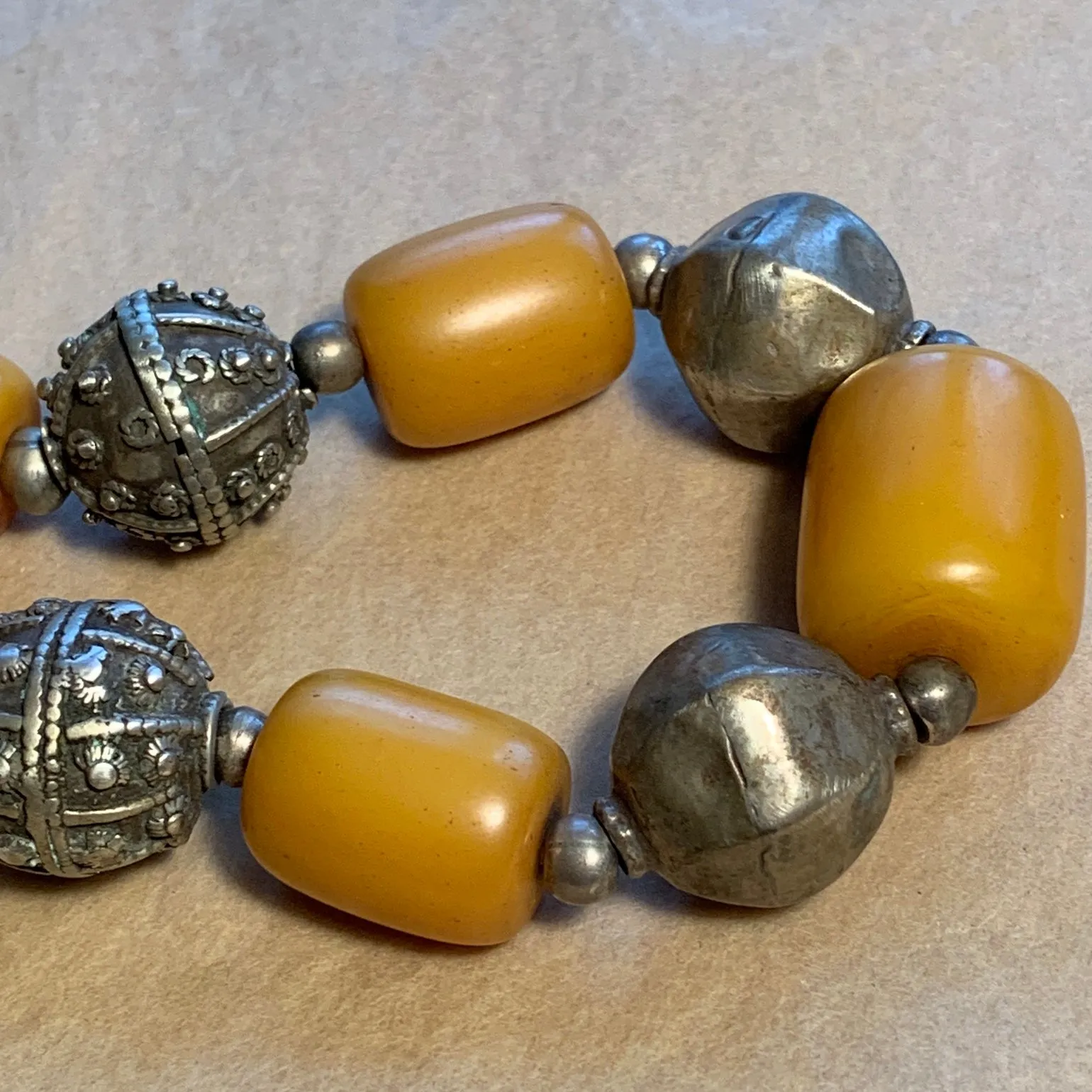 Yemen Silver & Bakelite Amber Necklace